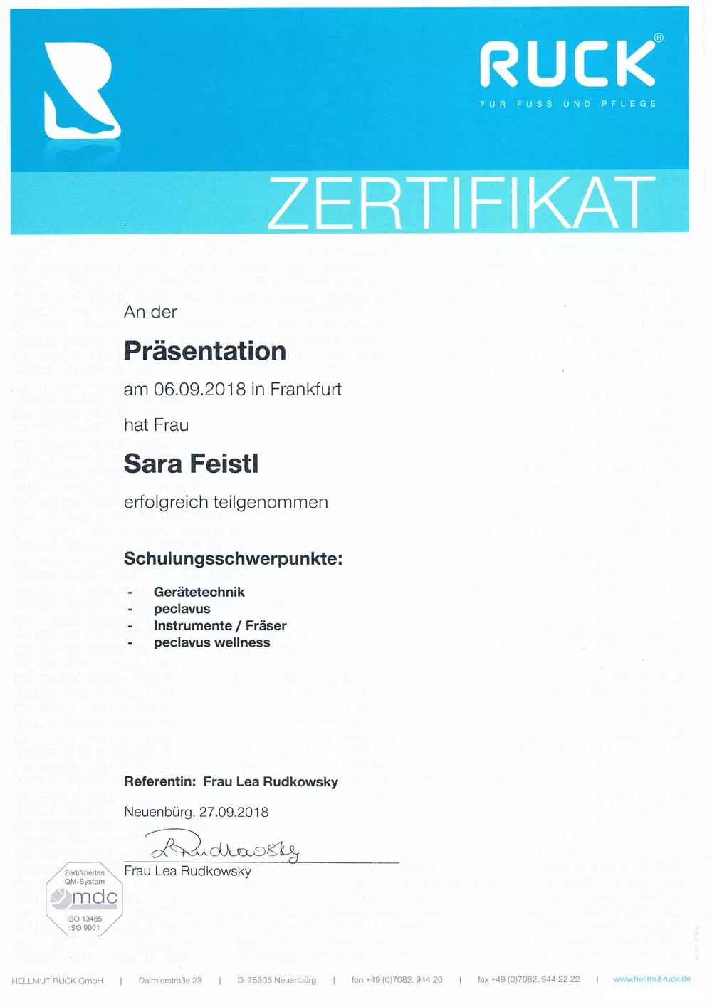 Zertifikat Gerätetechnik - Sara Feistl - Kosmetikstudio Vacaciones, Mörfelden-Walldorf Zertifikat Gerätetechnik - Sara Feistl - Kosmetikstudio Vacaciones, Mörfelden-Walldorf